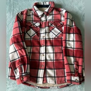 Plaid Sherpa Jacket - Red and White